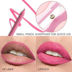evpct 1Pcs Deep Pink Matte Long Lasting Lip Liner Pencils Makeup for Shaping & Sculpting Lips, No Transfer Long Wear Waterproof Pigmented Lip Liner lipliners Crayon Lipstick Pencil Sharpener 15