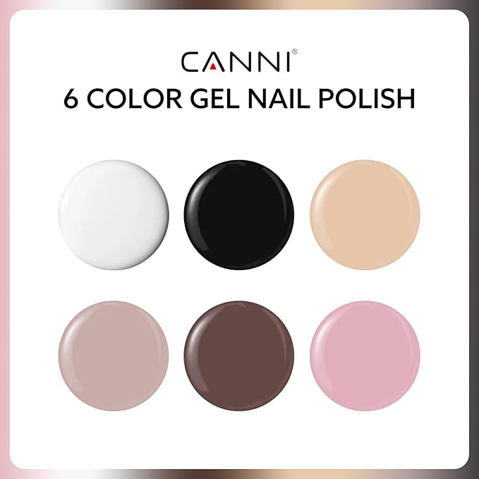 CANNI 9ml Hema-Free White Black Fall Gel Nail Polish Set- 6Pcs White Black Nude Pink Brown Fall Colors Gel Polish Kit, Soak Off LED Nail Gel Manicure Kit DIY at Home Salon Gifts for Women Girls
