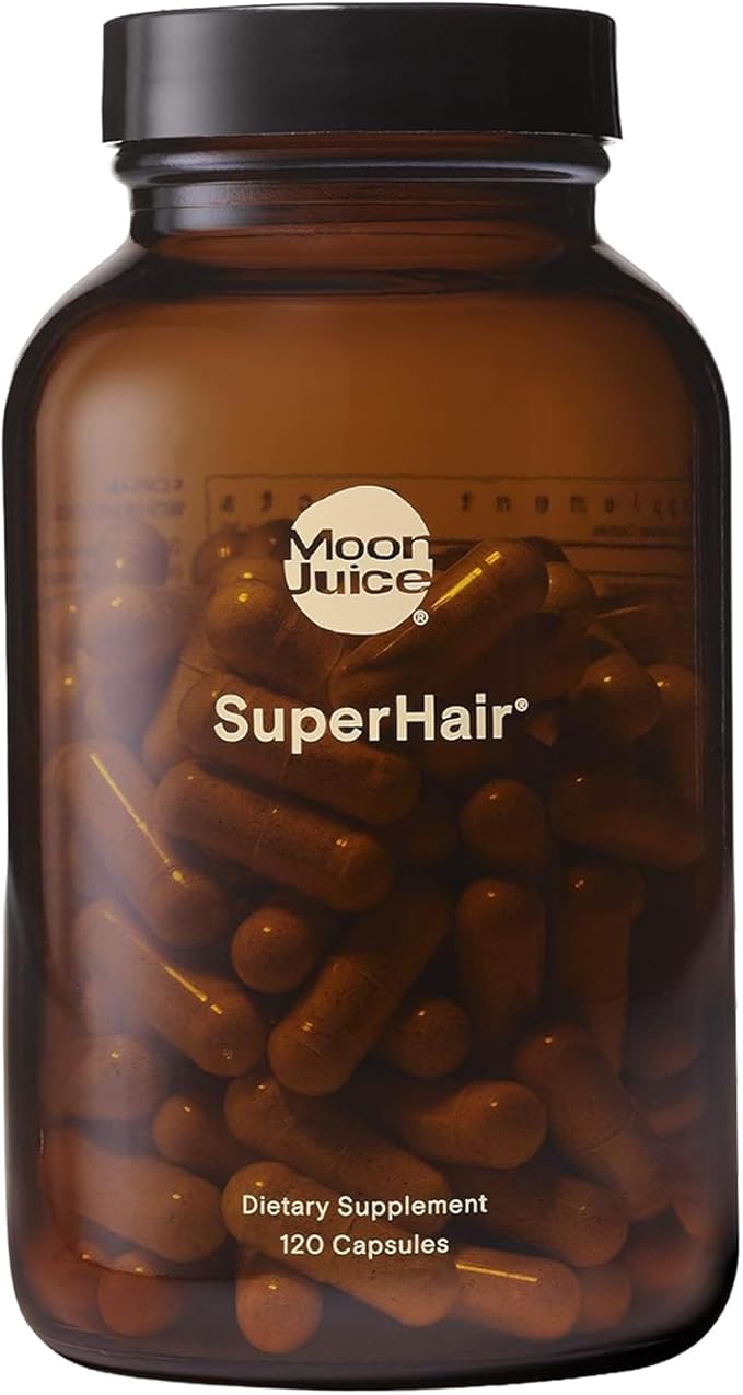 Moon Juice SuperHair Hair Growth Vitamins for Women & Men with Biotin & Saw Palmetto - Clinical Strength Multivitamin Hair Supplement for Healthier, Stronger, Thicker Hair, 120 Capsules - 30 Servings