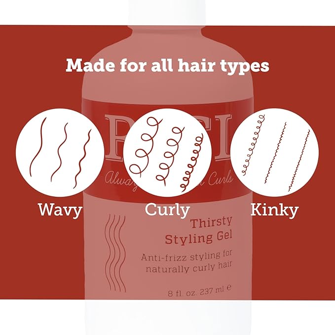 RICI 8 oz Thirsty Styling Gel for Curly Hair | Naturally Formulated to Prevent Frizz for All Types of Curly Hair | Enhances Curls | Patented Formula Made in the USA