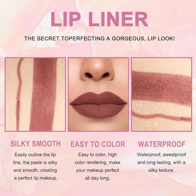 evpct 1Pcs Dark Brown Lip Liner and Lipstick Set Kit for Women Matte Lips Kit with Lip Liner Lip Stains Long Lasting Waterproof 24 Hour Lipstick and Lip Liners Combo Lipliners Pencil Set 11#