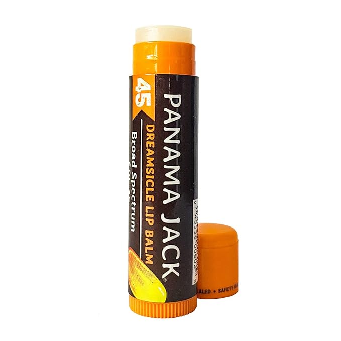 Panama Jack Sunscreen Lip Balm - SPF 45, Broad Spectrum UVA-UVB Sunscreen Protection, Prevents & Soothes Dry, Chapped Lips, Dreamsicle, Pack of 7