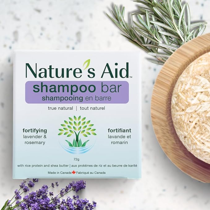 Natures Aid Rice Protein Shampoo Bar, 2.5 oz, 2 Pack (Lavender Rosemary)