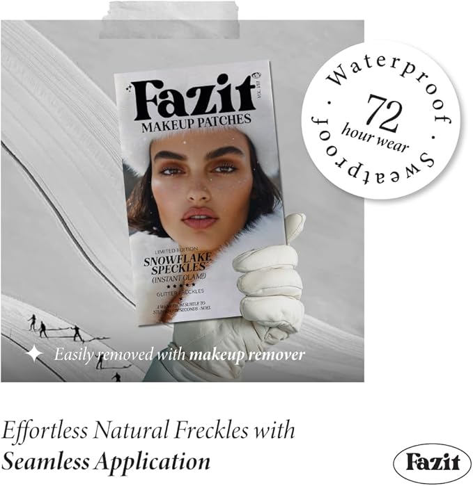 Fazit Makeup Patches - Snowflake Speckles - Glow Up Make-Up Patches - Cute Glitter Makeup Accessories for Women - Cosmetic Glitter for Face