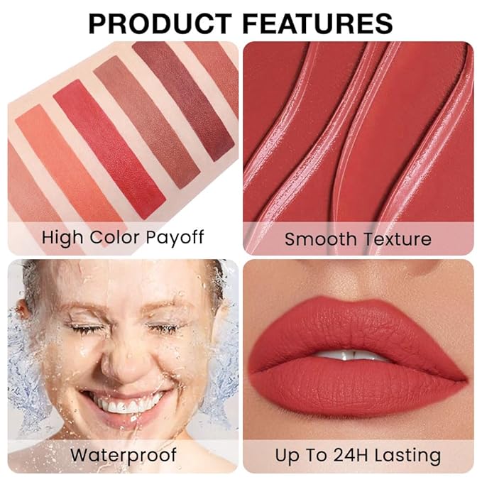evpct Silky Smooth Lip Liner Pencil Retractable, Ruby Red Lip Liner Creamy Long-Lasting Formula for Precision Contouring Matte Velvet Pigmented Rich Lip Colors Crayon Lipstick 04