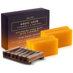 VALITIC Kojic Acid Vitamin C and Retinol Soap Bars with Turmeric for Dark Spot - Original Japanese Complex with Collagen, Hyaluronic Acid, Vitamin E (4 Pack) - with Soap Holder