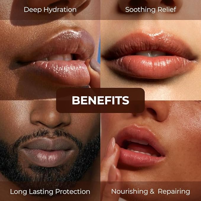 RaGaNaturals Natural Chocolate Lip Balm - Original Beeswax, Shea Butter, Jojoba Oil, Vitamin E - All Day Hydration for Dry & Cracked Lips - Stocking Stuffers & Christmas Gift -Handmade in USA (4 Pack)