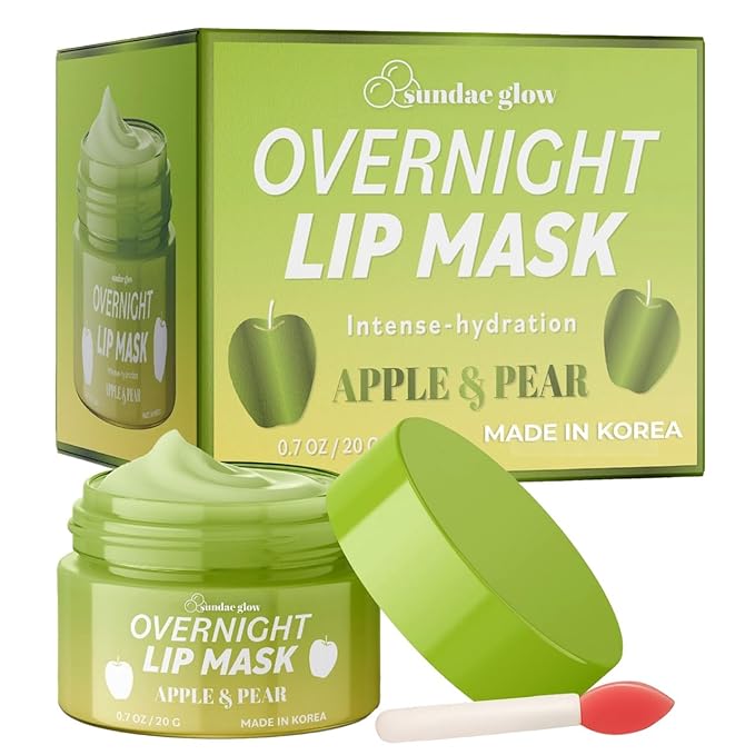 Apple & Pear Lip Mask Overnight Treatment – Dermatologist Tested, Korean Skin Care – Deep Moisture & Lip Hydration Repair with Shea Butter And Vitamin E – Vegan, Clean Beauty – 1 Pack