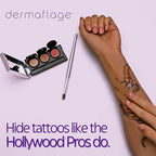 Dermaflage Tattoo Cover Up Makeup (Medium) - Bruise Full Coverage Concealer - Full Coverage Waterproof Concealer for Bruise, Scar & Acne - Smudge Proof Body Makeup Palette with 3 Pro SFX Shades +Brush
