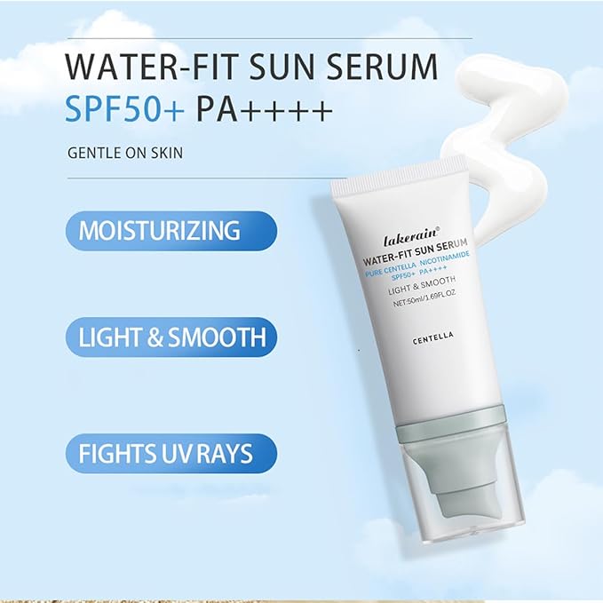 2PCS Centella Sunscreen SPF 50,Face Sun Screen Long-Lasting Protection,Madagascar Sunscreen,NO White Cast - Dry Oily Skincare (Blue)