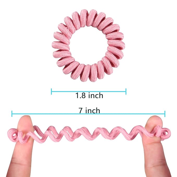 Teqifu16Pcs Hair Ties, No Crease Spiral Hair Ties Hair Bands MultiColor Waterproof Phone Cord Hair Scrunchies Hair Coils Accessories for Women Girls