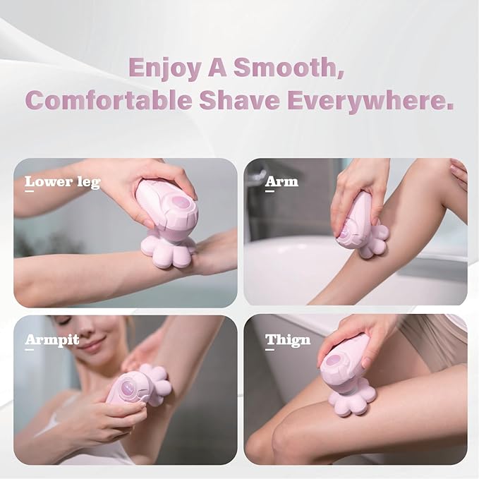 3-in-1 Electric Razor for Women, Painless Bikini Trimmer & Body Shaver, IPX7 Waterproof Wet/Dry, 120-Min Type-C Rechargeable, Gentle & Smooth Pink Shaver, Ideal Holiday Gift for Her