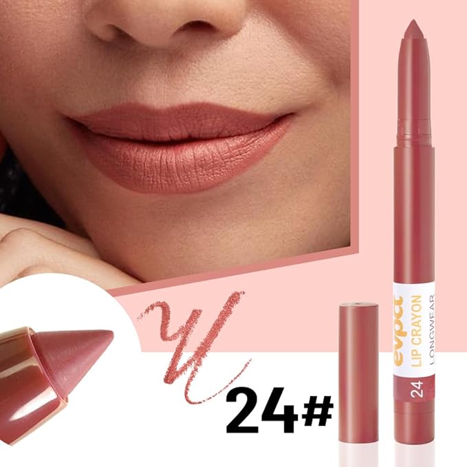 evpct Fairest Nude Brown Lip Liner Crayon Pencils Set for Women, Matte Lip Stick Crayon Long Lasting, Lips Pencil Liner and Lipstick set, Lipliner Pencil 24 Hours Long Wear Lipstick Built-in Sharpener
