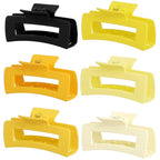 4 Inch Big Hair Claw Clips 6 Pcs Large Claw for Thick Hair Square Hair Clips for Women Rectangle Hair Clips Nonslip Acrylic Banana Jaw Clips Hair Accessories for Girls (Yellow)