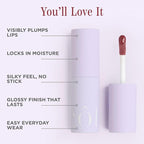 Cote Beauty's Mulberry Peptide Lip Shine, Ultra Hydrating & Long-Lasting Mauve Plumping Lip Gloss for Women with Hyaluronic Acid, Shea Butter & Jojoba Oil, Vegan & Cruelty-Free, 0.12 Fl Oz