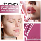 evpct 1Pcs Rose Matte Lip Liner and Liquid Lipstick Stain Makeup Set for Women, Rose Red Plum Long Lasting Smudge Proof Lipstick, 37#