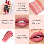 evpct 1Pcs Light Pink Metallic Lipstick and Lip Crayon Liner Pencil Pen Set for Women Lip Stain Long Lasting Waterproof labiales mate magicos 24 horas originales pintalabios permanente 24 horas 01