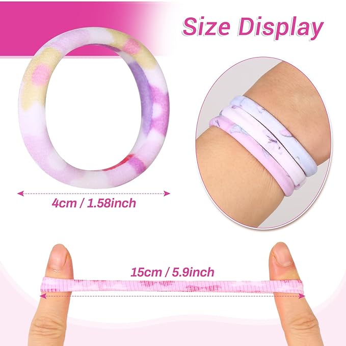 54Pcs Hair Ties for Girls and Women, Nylon Hair Elastics Hair Bands Ponytail Holders Soft Hair Ties No Damage for Girls Thick Straight Curly Hair Multi-colored (Multi-colored B)