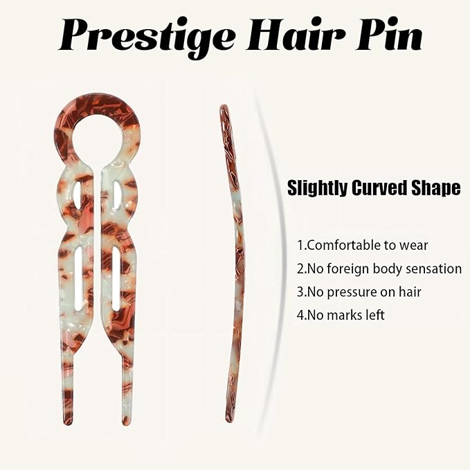 3PCS Prestige Hair Pin for Women, U-shaped Flat Clips, New French Hair Accessories HairPin, Strong Durable, Strong Hold Hair Fork for Women Buns, All Hair Styling Accessories Suitable (Medium 3.5in)