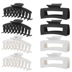 LuSeren 8 Pack White and Black Hair Clips for Women 4.3 Inch Large Hair Claw Clips for Women Thin Thick Curly Hair, Big Matte Banana Clips,Strong Hold jaw clips