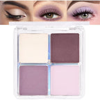 evpct Eyeshadow Quad Palette, Nude Pink Dark Mauve Plum Voilet Lavender Purple Glitter Shimmer Metallic Matte High Pigment Mini Eye shadow Palette Makeup for older Women, Vegan Cruelty-free, Romance