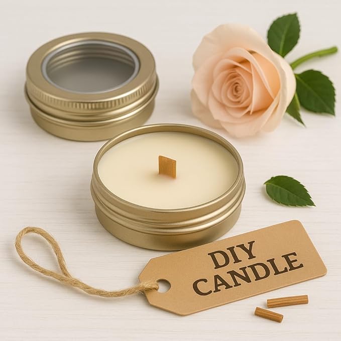 24 Pack 2 Ounce Screw Top Aluminum Tin Jar with Screw Clear Lid and Blank Labels, Refillable 60ml Metal Containers for Lip Balms, Candles, Salves, Spices, Crafts (Champagne)