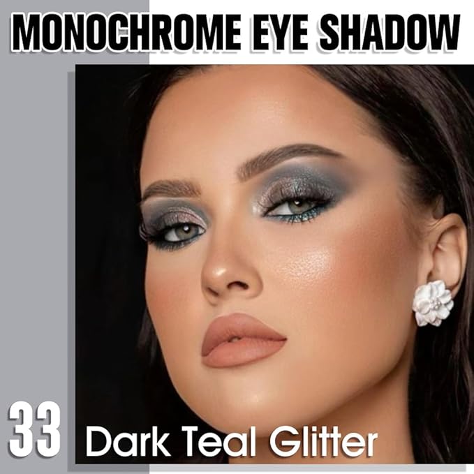 Light Teal Green Single Shimmer Eyeshadow Makeup, Neutral Powde Eye Shadow for Women, Teal Green Glitter Singles Eyeshadow Palette Pigmented Waterproof, sombras para ojos, Girls Christmas Gifts