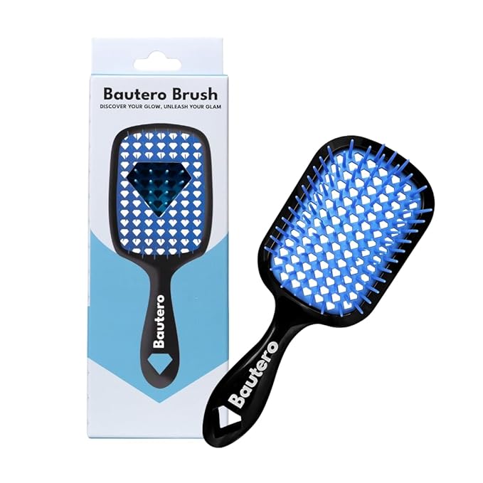 Bautero Brush Detangler Brush for Wet & Dry Hair, Pain-Free Brushing on All Hair Types, Knot Removal, Vented Hair Brush, Mizuiro Ocean