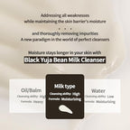 HEVEBLUE Black Yuja Bean Milk Cleanser - Sensitive Skin, Korean Skincare, Vegan, Hypoallergenic, Moisturizing, Hydrating, First Facial Cleansing, Cleansing Milk, K-Beauty, Gentle Face Wash