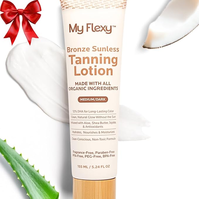 Sunless Tanning Lotion–100% Organic-Medium/Dark Tan, Natural Self Tanner, Non Toxic Gradual Tanning Moisturizer, Streak-Free Self Tanning lotion for body, Sunless Tanner for Fake Tan for Women & Men