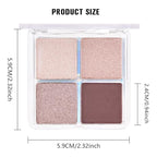 4 Colors Dark Brown Champagne Rose Gold Eye Shadow Powder Palette Makeup, Neutral Matte Shimmer Cream Quads Eyeshadow Palette for Women Highly Pigmented Waterproof, paleta de sombras de ojos 11