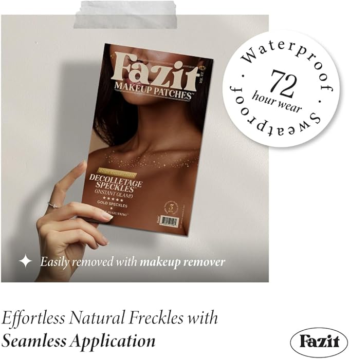 Fazit Makeup Patches - Gold Decollatage Speckles - Glow Up Make-Up Patches - Cute Glitter Makeup Accessories For Women - Cosmetic Glitter