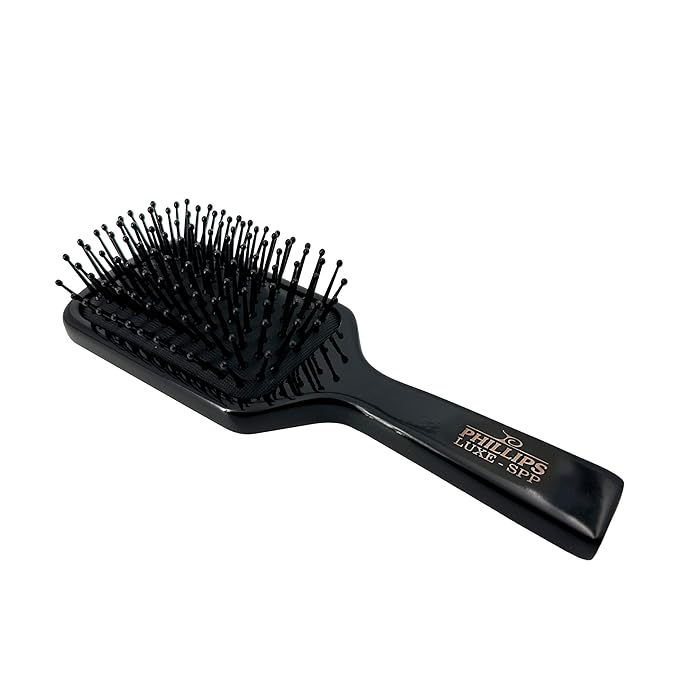 Phillips Brush Luxe Square Paddle Purse Sized Hair Brush, Sleek Black Color with Gold Accents – 7 inch Detangler Paddle Brush from the Luxe Series by Phillips Brush