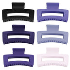 3.5 Inch Medium Hair Claw Clips 6 Pack Hair Clips for Women Square Rectangle Claw for Hair Banana Jaw Clips Hair Accessories for Girls (Purple)