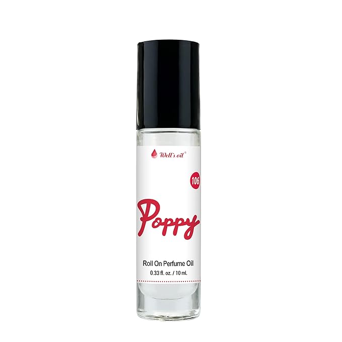 Well's Oil Roll-On Perfume Oil (Poppy) | Long-Lasting | Paraben-Free | 0.33 Fl Oz / 10 ml