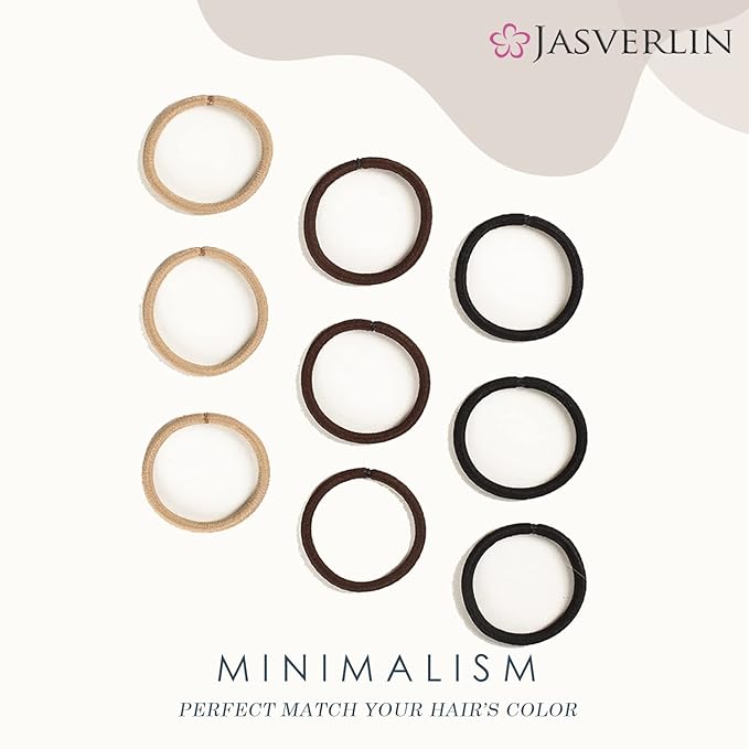 Black Thick Hair Ties - 5mm Thickness Elastics Ponytail Holders for Women Girls Curly Texture Rubber Bands Durable Stretchy Nylon Hairties for Braids 48 Count