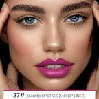 evpct 1Pcs Lip Liner and Lipstick Set Kit for Women, Matte Lips Kit with Lip Liner Lip Stains Long Lasting Waterproof 24 Hour Lipstick and Lip Liners Combo Lipliners Pencil 27#