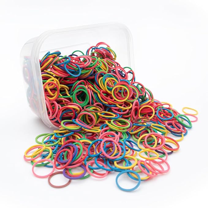 Beauty Town Hair Tie Rubber Bands - 1000pcs/500pcs Soft Stretchy Elastic Bands for Braids, Ponytails & Bun