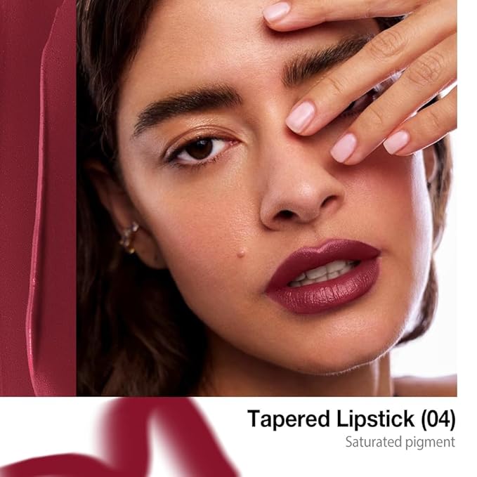 Plum Red Gradient Matte Lipstick Crayon Lip Liner pencil,Crayon Form and Cone Tip 2-in-1 Lip Liner and Lipstick Lip Combo Set Achieve Flawless Contour Gradual Ombre Effect lip Pencil for Old Women