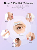 2025 Rechargeable Nose & Ear Hair Trimmer, Dual-Edge Blade Electric Clipper for Women Men, Facial & Eyebrow Hair Removal Tool, Powerful Motor, Painless, Easy to Clean, IPX7 Waterproof (Pink)