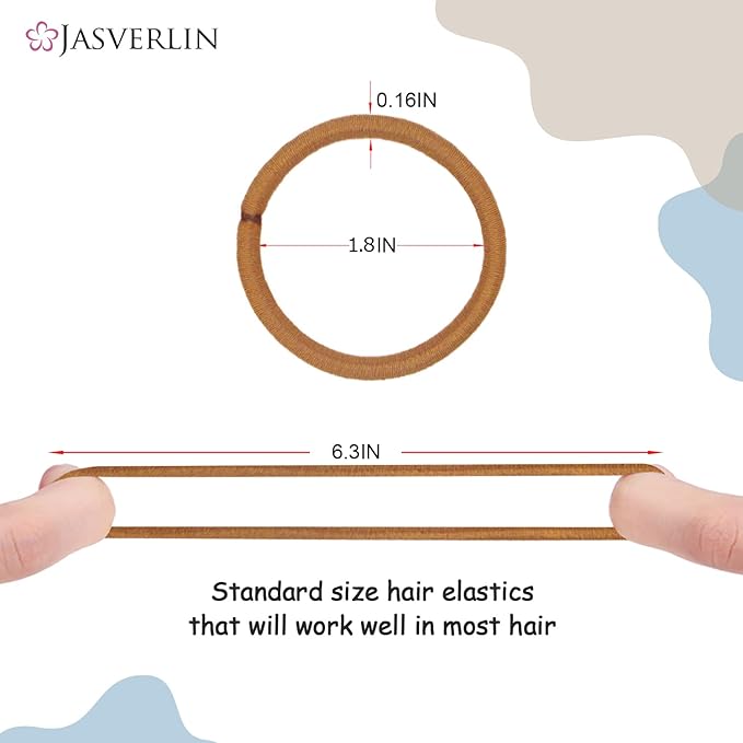 Small Hair Scrunchies Pony Tails Hair Ties Hair Elastics Bands for Women’s Girl’s Thin Thick Longhair No Metal No Damage 1/8 Inch 50 Pieces (Ginger)