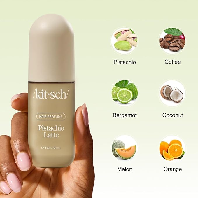 Kitsch Hair Perfume for Women - Pistachio Latte | Clean, Deodorizing & Patented Odor-Eliminating Technology Hair Spray & Body Mist - Freshen Hair, Body & Pillows - Coconut & Warm Coffee Scent - 50mL