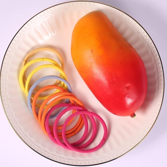 100PCS 4MM Colorful Elastic Hair Bands, Ponytail Holders for Medium to Thick Curly Hair, Women or Men, 20 Colors
