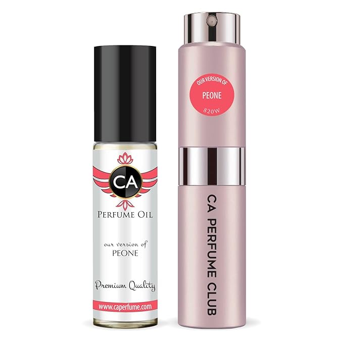 CA Perfume Duo Impression of Peone For Women Perfume Layering Set Long Lasting Travel Size EDP + Body Oil Roll-On Bottle 0.27 Fl Oz+0.33 Fl Oz