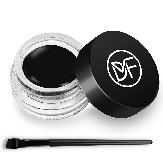 Eyeliner Gel Set,Long Lasting Waterproof High-Intensity Pigments Smudge-Proof Eye liner Makeup With 5.51 IN Long Eyeliner Brush Water-Resistant Creamy Gel 5G-Black