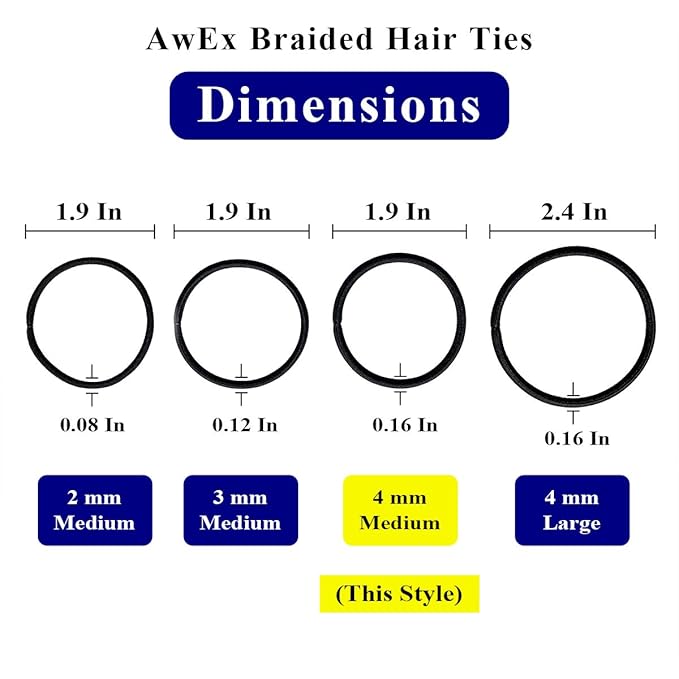 AwEx Strong Hair Bands,72 PCS,4 mm(0.16 inch) Thick,140 mm(5.5 inches) Long Hair Ties,No Metal Hair Elastics,No Pull Ponytail Holder Colorful