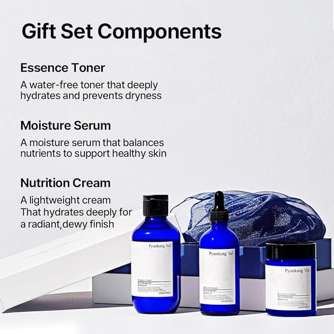 [PKY] Pyunkang Yul Basic Line Skincare Gift Set, Holiday Essentials for Moisturizing & Nourishing, Toner, Serum & Face Cream, Ideal for Gifting (3-Item Set)