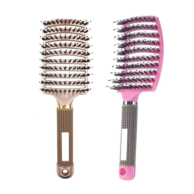 Voremy Magical Brush Detangler, Voremy Hair Brush, Vormey Ultra Detangler Brush, for Wet or Dry Detangling Hair Brush for Men, Women and Kids, Long, Thick, Thin, Curly & Tangled Hair (Gold+Pink)