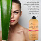 Being Naturals Aloe vera Gel - from 100% Pure Organic Aloe- Natural Raw Moisturizer for Face, Body, Hair. Perfect for Sunburn, Acne, Razor Bumps 16.9 fl oz (Salmon DNA + Niacinamide)