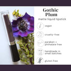 Aromi Matte Liquid Lipstick | Black Plum, Dark Lip Color, Vegan, Cruelty-free, Long-lasting, Opaque, Waterproof, Gluten Free (Gothic Plum)